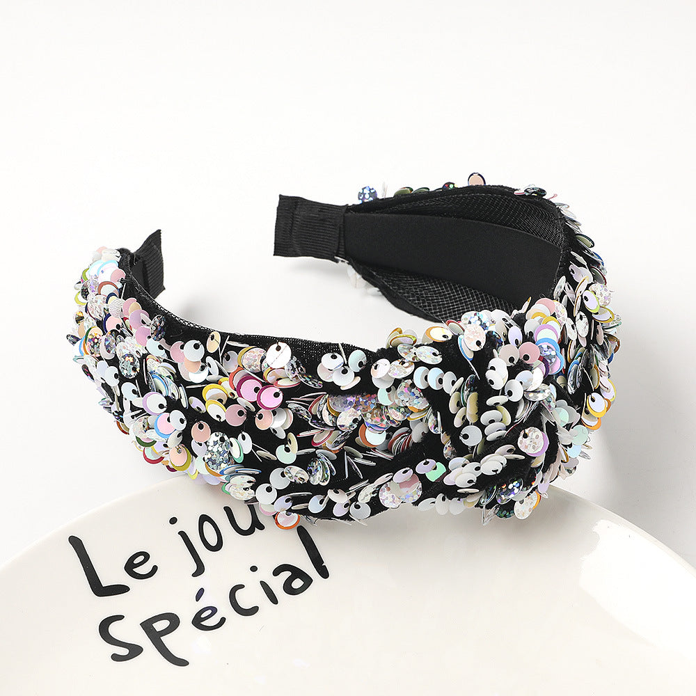 Wholesale Sequins Tied with Fish Scales, Colorful Wide Brimmed Hair Bands